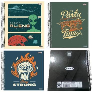 Imagem de Caderno Capa Dura 1 Matéria 80 folhas Aliens Strong e Time - Bom +