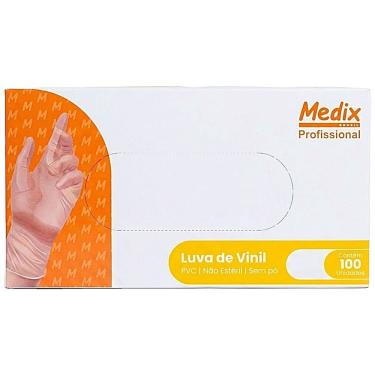 Imagem de Luva de Vinil Descartável Medix Profissional sem Pó Transparente Tamanho m Caixa com 100 Unidades