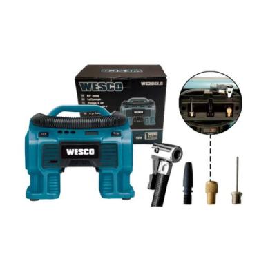Imagem de Compressor de Ar Portátil a Bateria 18v Com 3 Bicos Wesco, Azul