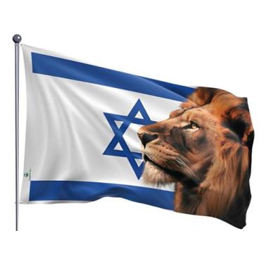 Imagem de Bandeira Israel e Leão da tribo de Judá Dupla Face Estampada Tamanho 9