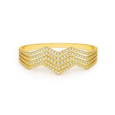 Imagem de Bracelete Inspiração em V com Zircônias - Banhado em Ouro 18k - Tri Ga