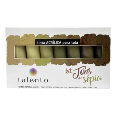 Imagem de Kit Tinta Acrílica Tons de Sépia Estojo c/ 7 Cores de 20ml - TALENTO