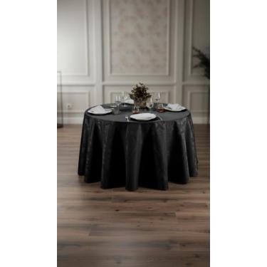 Imagem de Toalha de Mesa Jacquard Redonda Gigante 2,80m Preta - Congratulations 