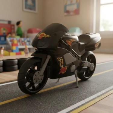 Imagem de Moto Esportiva Infantil Preta Motoca Brinquedo Veículo Criança Menino 