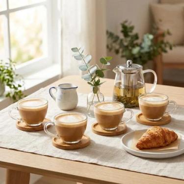 Imagem de Xícaras Café Monaco 80ml Cristal Conjunto 4 Com Pires - Hauskraft