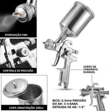 Imagem de Pistola De Pulverização Pneumática Mini De 125ml Com Bico De 0,5mm Par