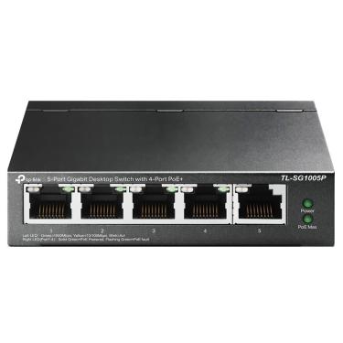 Imagem de Switch TL-SG1005P 5 Portas 10-100-1000MBPS com Tecnologia Green Ethernet e Alimentação Passiva Poe Preto TP-Link