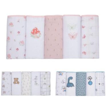 Imagem de Fralda de pano soft premium papi baby 80x 80 kit c/ 05 un estampada e 