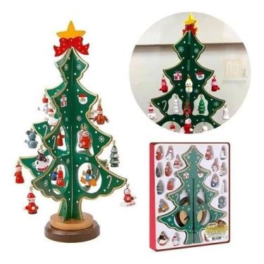 Imagem de Mini Arvore De Natal Em Madeira Enfeites Decoração Colorido - Art Chri