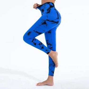 Imagem de Leggings Femininas De Cintura Alta Com Estampa Tie-dye, Sem Costura, C