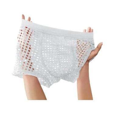 Imagem de Cuecas Boxer Masculinas de Malha com Design de Rede, Confortáveis, Est