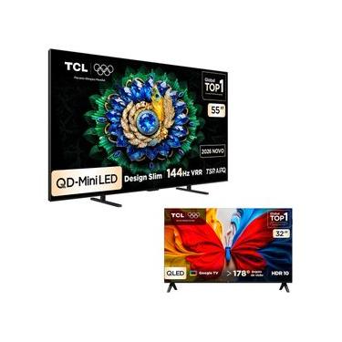 Imagem de Combo Smart TV TCL 55 QD-Mini LED 4K A400M 144 Hz VRR 55A400M e Smart TV TCL 32 QLED FHD S5K 32S5K