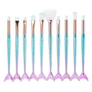 Imagem de Kit de pincéis de maquiagem, pincel de sombra de olho confortável, fácil de usar, cabo em forma de rabo de peixe macio para uso doméstico para iniciantes para uso profissional