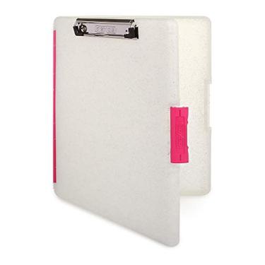 Imagem de Dexas Prancheta de plástico Slimcase 2 com armazenamento e abertura lateral, pasta rosa com glitter natural, pranchetas de material de escritório para organizar, suporte A4, pranchetas de enfermagem