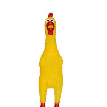 Imagem de Mordedor Canino Galinha Brinquedo Cachorro Pets Frango Sonoro Borracha Barulho Filhote Infantil