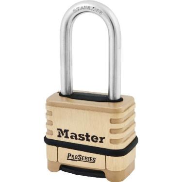 Imagem de Master Lock Brass ProSeries Defina sua própria fechadura de combinação, cadeado resistente ao ar livre para canteiros de obras, portões, cercas, 6 cm de largura, 1175 LHSS