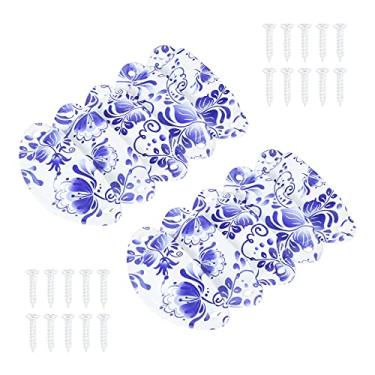 Imagem de Forma de concha puxe alças Metal Knob Antique Gaveta De Gabinete De Elegante Retro Decor Cozinha Cinza Escuro/Porcelana/Prata W/Parafuso 82 * 35mm YYDFPIIA (Color : Bule White 10pcs)