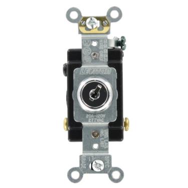 Imagem de Leviton 1223-2KL 20-Amp, 120/277-Volt, bloqueio de chave, interruptor silencioso de 3 vias CA, grau extra resistente, cromado