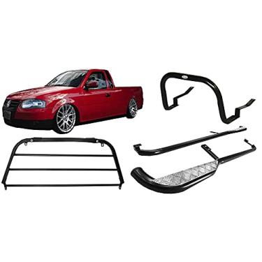 Imagem de KIT QUEBRA MATO+ESTRIBO+GRADE VIGIA SAVEIRO 98/2009 PRETO