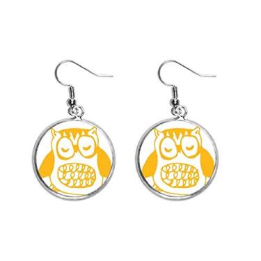 Imagem de Brinco feminino com estampa de coruja gorda para proteger animal de estimação e orelhas pendentes prata