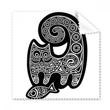 Imagem de Pano de limpeza preto branco com estampa de peixe, 5 peças