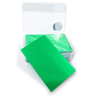 Imagem de Ebamaz 100 peças de placa de metal de liga de alumínio 8,6 x 5,3 x 0,8 cm para gravação a laser ou impressão por sublimação (verde, em branco, fino, não adequado como cartão de visita de luxo)