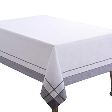 Imagem de SARO LIFESTYLE Coleção Birds of Paradise Toalha de mesa com borda canelada, 137 cm x 183 cm, cinza