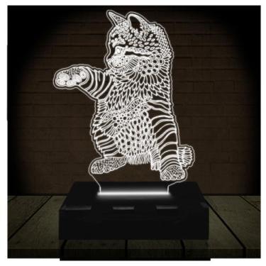 Imagem de Luminária Led Abajur  3D  Gato 8 - Rb Criações
