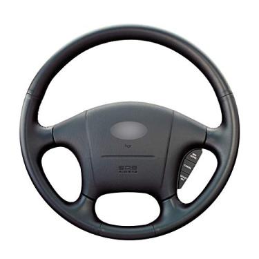 Imagem de MVMTVT Capa de volante de carro para Hyundai Sonata 1999 2000 2001 2002 2003 2004 2005, Capa de volante preta costurada à mão