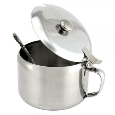 Imagem de Açucareiro Colher Aço Inox Pote Guardar Armazenar Açúcar Elegante Servir Café Utensilio Cozinha