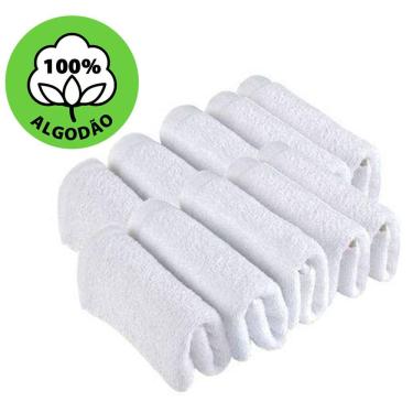 Imagem de Kit 10 Toalhas de Rosto Para Salão Beleza 100% Algodão 40 x 65 cm Branca