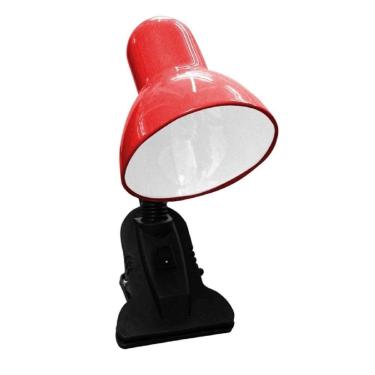 Imagem de Luminaria Articulavel De Mesa Com Garra Presilha Sala Trabalho Escritorio Abajur vermelho