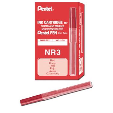 Imagem de Pentel Refil de tinta para marcadores permanentes Handy Lines, tinta vermelha, caixa com 12 (NR3-B)