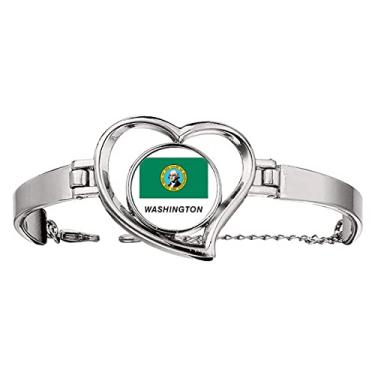 Imagem de N/A N/A Bracelete com contorno da bandeira do estado americano joia coração pulseira de arame, medium, metal