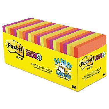 Imagem de Post-it 65424SSANCP Super Sticky Notes, 3 polegadas x 3 polegadas, 70 folhas, 24 peças, Marrakesh