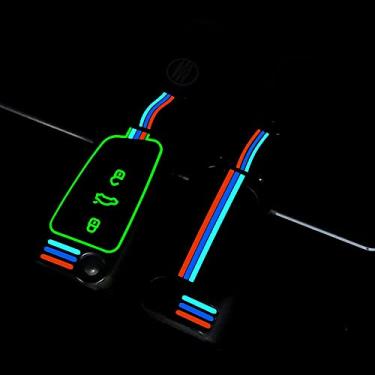 Imagem de Hacreyatu Chaveiro protetor de 3 botões de liga de zinco para P-assat 2017 2018 (cor da arma)