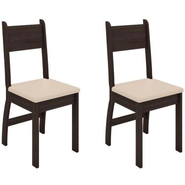 Imagem de Cadeiras Para Cozinha Kit 2 Cadeiras Milano Amendoa/savana - Poliman Móveis