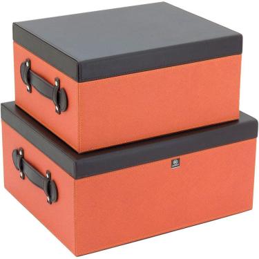 Imagem de HOME&CO LOLYTTE CAIXA ORGANIZADORA 17x35x29cm SINTÉTICO LARANJA 2PÇ