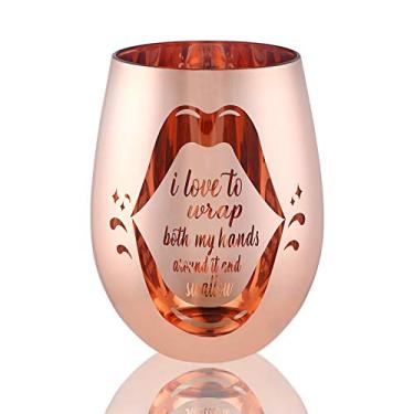 Imagem de Presentes de despedida de solteiro – Presentes divertidos para mulheres – I Love to Wrap Both My Hands Around It and Swallow taça de vinho
