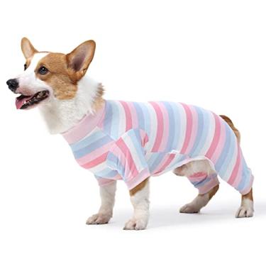 Imagem de Terno de recuperação pós-operatória para cães gatos, curativos, cone E-Collar alternativa, camisa cirúrgica elástica para castrado e desmame, rosa, P (BUST32 cm)