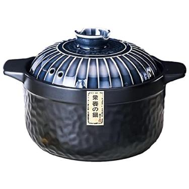 Imagem de Caçarola panela de argila resistente ao calor panela de barro premium panelas de cerâmica panela de cozinha japonesa panela de ensopado para fogão a gás queima especial não racha, 4,5L