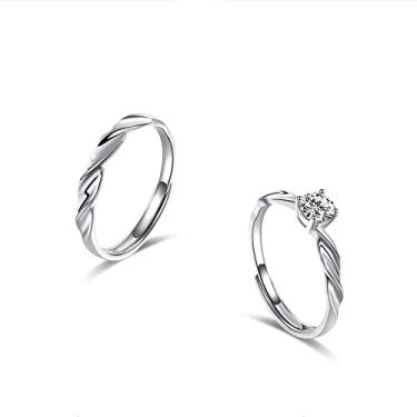 Imagem de MAXBROTHERS Um par de anéis de casal de moda, anel aberto simples, um par de presentes de amor simples e elegantes para homens e mulheres, modelos de casal, anéis de par de luxo leves (5)