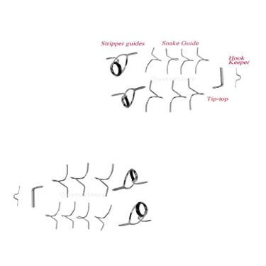 Imagem de CUTICATE Conjunto de 22 peças de kit de reparo de ponta guia de vara de pesca DIY anéis de olho diferentes tamanhos de aço inoxidável conjunto de guia de vara com mosca