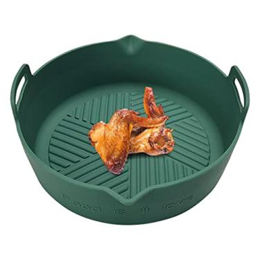 Imagem de Cesta de silicone para fritadeira a ar - Forros Reutilizáveis Round Air Fryer com alça - Cesta de fritadeira de ar de fácil limpeza Acessórios de forno de fritadeira de ar assadeiras,