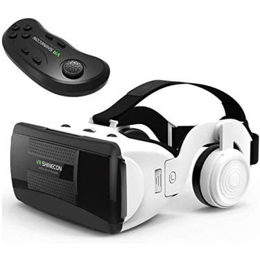 Imagem de Fone de ouvido VR 2022 compatível com óculos de realidade virtual 3D iOS/Android com fones de ouvido com controle remoto, óculos 3D ajustáveis