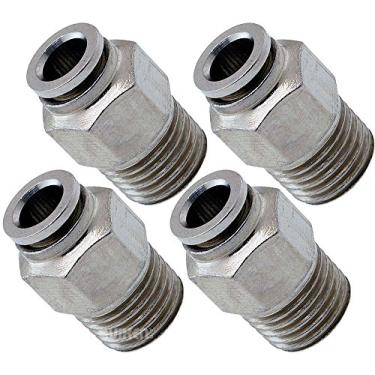 Imagem de Vixen Air Encaixe pneumático reto NPT macho de 1/4" para conectar (PTC) para mangueira de 0,65 cm OD - Pacote de quatro conexões VXA7141-4