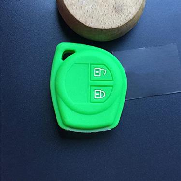 Imagem de YJADHU Capa de chave de carro de silicone de 2 botões, apto para Suzuki para Amagatarai Shangyue SX4 SWift Liana Alto Igins Esteem Baleno GR, verde