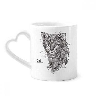 Imagem de Caneca de bebê silenciosa com pintura humana de gato caneca de cerâmica copo de coração de vidro