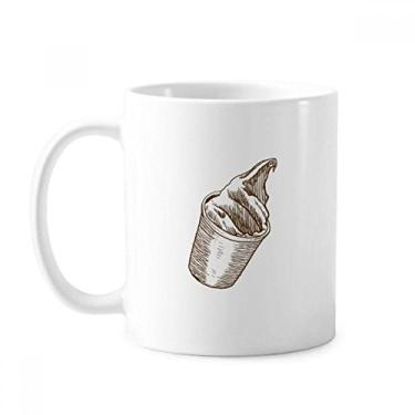 Imagem de Caneca de sorvete marrom para esboço à mão cerâmica xícara de porcelana de café louça