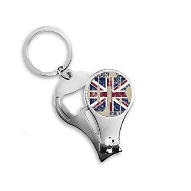 Imagem de London King UK The Union Jack Flag Nail Nipper Ring Chaveiro Abridor de Garrafas Cortador
